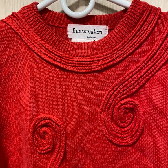Vintage Franco Valerie Size S Women’s Red Cotton Pullover Sweater - Picture 7 of 11
